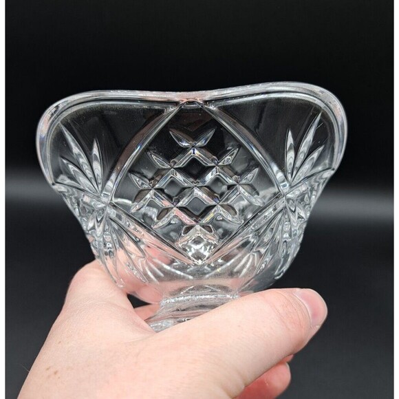 GORHAM Czech Floral & Fence Square Crystal Bowl Candy Dish (Small) 5" Clear - Picture 5 of 9